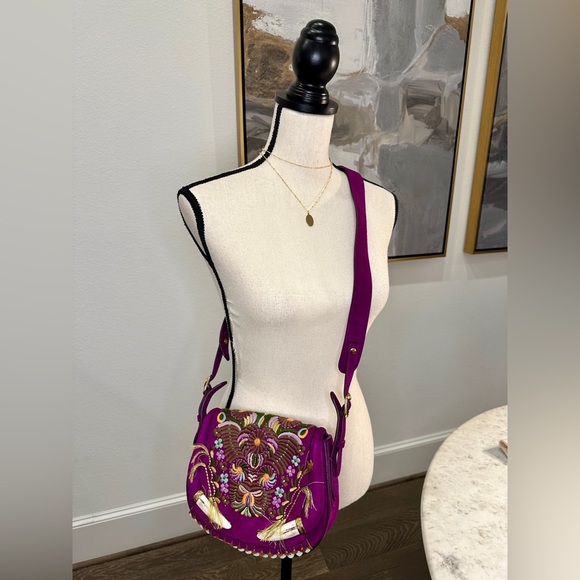 Collector’s Item (Rare Find) Roberto Cavalli purple suede beadded crossbody bag - Picture 2 of 13